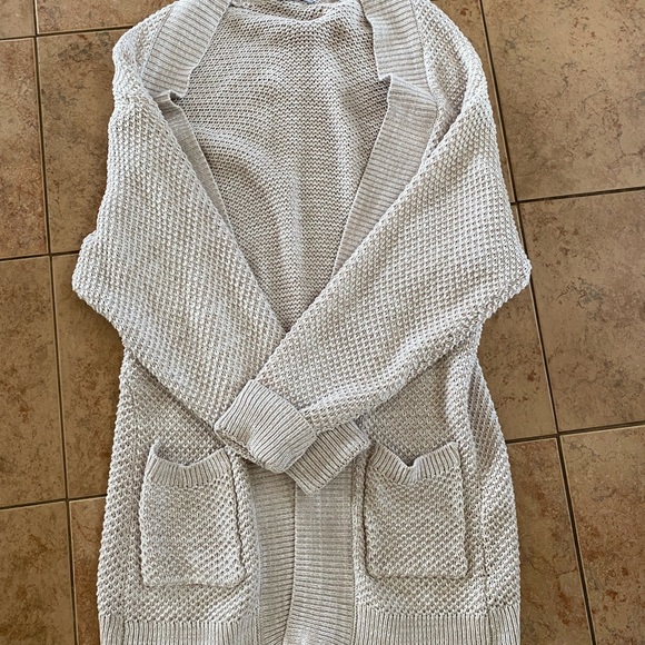 Dex waffle knit cardigan in soft gray - Picture 2 of 3